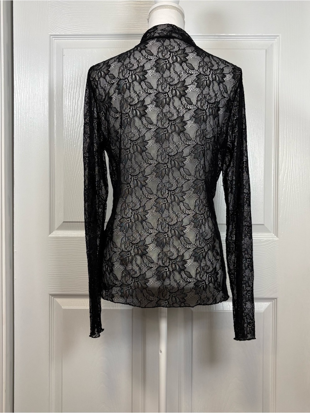 Anthropologie Black Sheer Lace Goth Fairy Grunge Mock Neck Top Large - Picture 3 of 7
